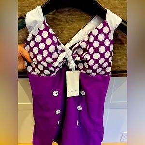 Purple polka dot large one piece swim